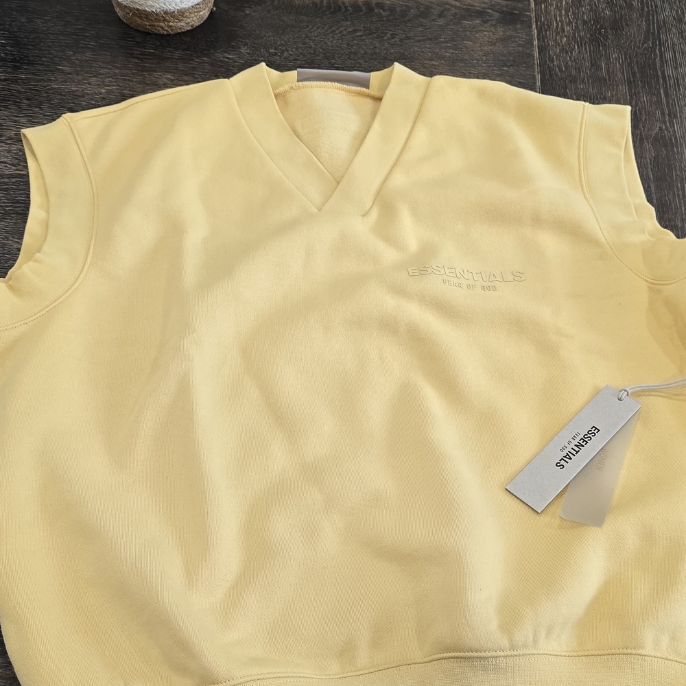 Yellow Essentials Fear Of God Sleeveless V-Neck Sweat Vest